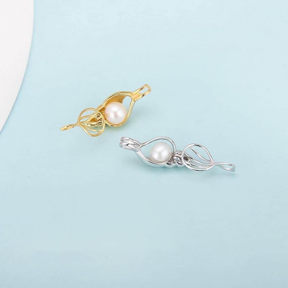Colgantes de jaula de caracola, dije de manualidades para hacer collares, pulseras, joyas (plata de ley, chapado en oro de 24 quilates), Metal, no