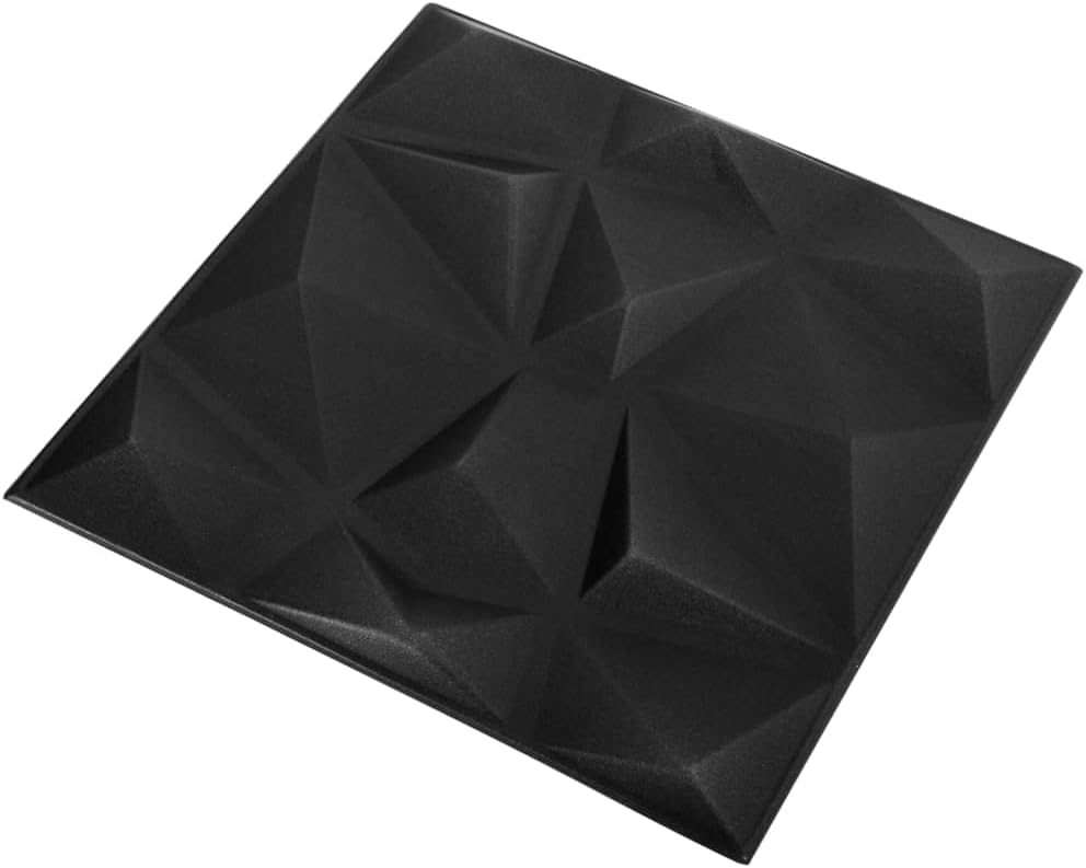 CHARMMA Paneles de pared 3D 24 piezas 19.7″x19.7″ Diamante Negro 64.6 ft-3503