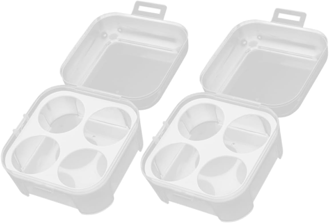 KJHBV Caja de 2 piezas de 4 cajas de almacenamiento de huevos de rejilla para acampar nevera Cartones de huevos de plástico Caja de almacenamiento