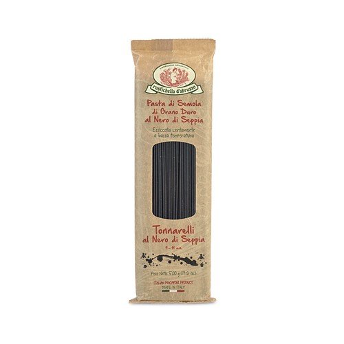 Rustichella D’abruzzo Pasta Tonnarelli de tinta de calamar negro de trigo duro, 17.6 onzas (paquete de 1)