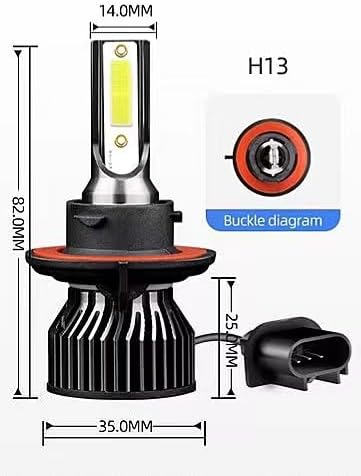 ZBGUN Kit de 2 bombillas LED antiniebla H13, H13 LED de haz alto y bajo, 100,000 horas de vida útil, 6000 K blanco frío, IP67 impermeable, paquete
