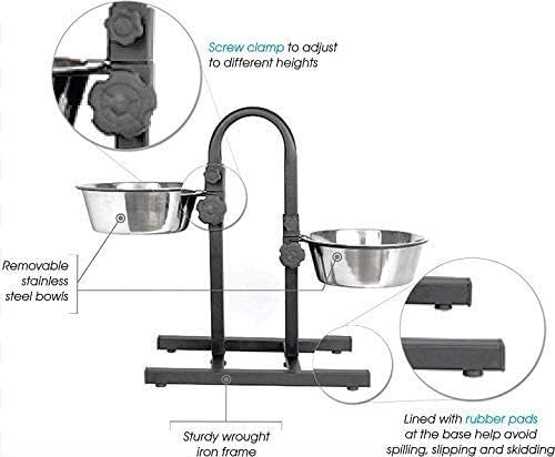 King International Cuencos elevados ajustables para perros y gatos, cuencos elevados para perros y gatos, cuencos elevados para perros con 2 cuencos