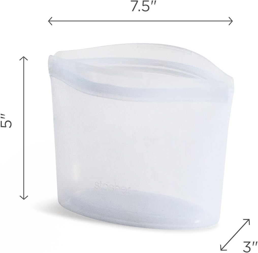 Stasher Bolsa de almacenamiento de silicona reutilizable, contenedor de almacenamiento de alimentos, apto para microondas y lavavajillas, sin fugas,