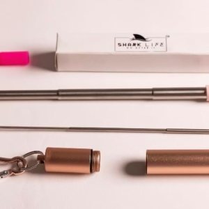 SharkLife – Pajita telescópica de viaje reutilizable con estuche, un cepillo de limpieza y boquilla de silicona suave, popote de acero inoxidable, SharkLife – Pajita telescópica de viaje reutilizable con estuche, un cepillo de limpieza y boquilla de silicona suave, popote de acero inoxidable,