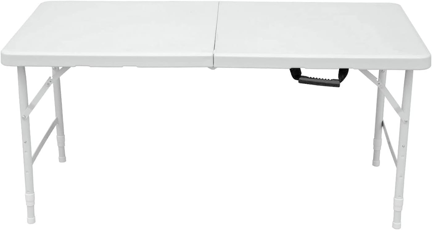 ICSPOID Mesa plegable de plástico portátil de 4 pies6 pies8 pies, mesa de comedor de picnic blanca y negra, plegable por la mitad para campamento,