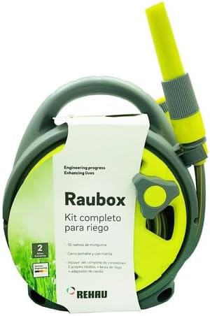 REHAU Raubox – Manguera de jardín y carrete de 32 pies y 34 pulgadas con conector de manguera de EE. UU., manguera de jardín de conexión rápida con