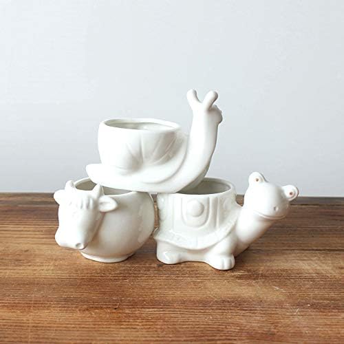 Lindas macetas de cerámica con forma de tortuga de animales de dibujos animados de 4.6 pulgadas para decoración del hogar, jardín, oficina,