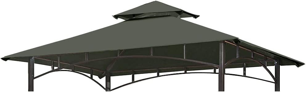 CoastShade Gazebo de barbacoa de 8 x 5 pulgadas, doble nivel, techo de repuesto para exteriores, carpa de techo, color gris