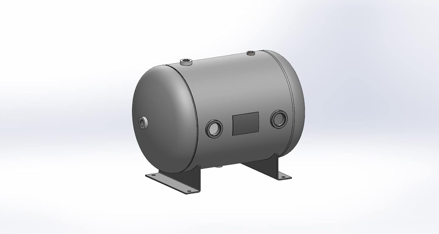 Tanque receptor de aire, 19 galones, horizontal universal, 16 x 25 pulgadas, 200 PSI, patas (19 galones)