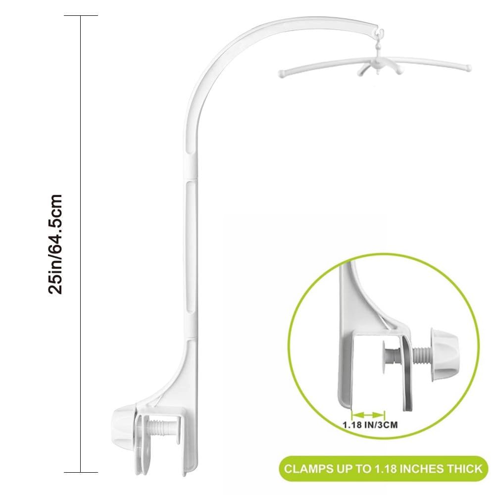 DIY 25 pulgadas cuna móvil campana titular cama infantil decoración juguetes caja de música giratoria tuerca tornillo brazo soporte