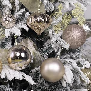 Adornos de bola de Navidad inastillables, decoraciones de Navidad extragrandes para árbol de Navidad (6 pulgadas, 2 unidades, champán)