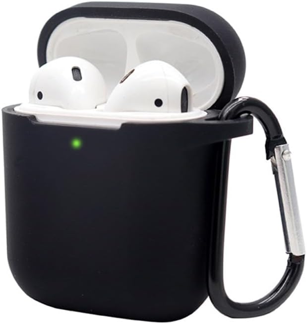 Funda para Airpods con llavero, funda de silicona suave para Airpods de 2 generación, funda para Airpods de 1 generación, LED frontal visible