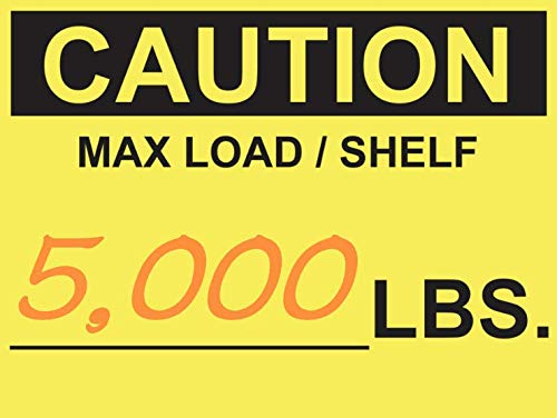 100 etiquetas de capacidad para estante de paletas, 3 x 4 pulgadas (3.000 x 4.000in) Precaución máxima cargaestante LBS, luz cruzada de seguridad