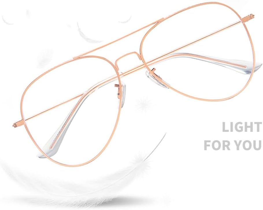 Dollger Lentes de bloqueo de luz azul, lentes clásicos de aviador con marco de metal, anti rayos azules para juegos de computadora