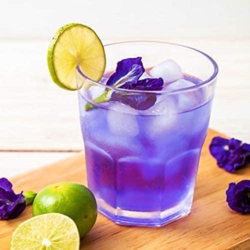 BLUE TEA – Té de lavanda con flores de guisante de mariposa – 30 bolsas de té pirámides  Sin cafeína – calmante y alivio del estrés  Para colorante