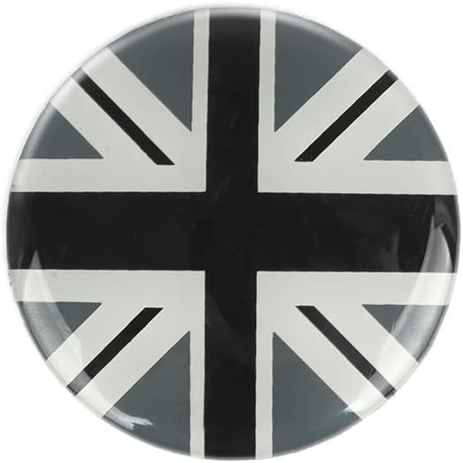 4X – Cubierta central de rueda de bandera del Reino Unido, color negrogris, compatible con Mini Coopers R50 R51 R52 R53 R55 R56 R57 R58 R59 R60 R61