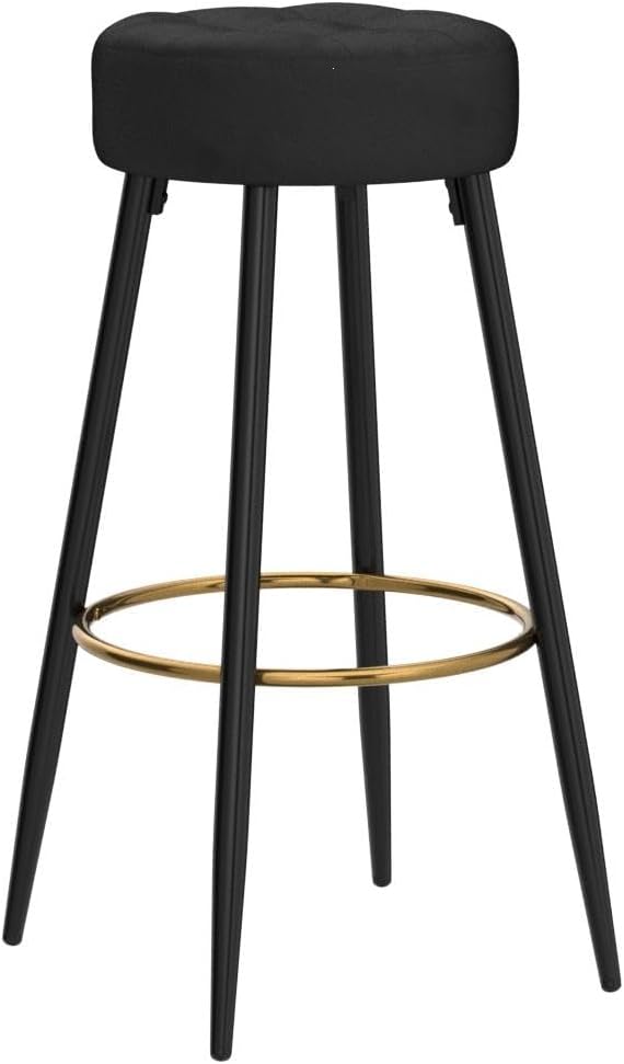Furnimart Juego de 2 taburetes de bar redondos modernos de 30 pulgadas, taburete tapizado para silla de comedor con reposapiés dorado para isla de