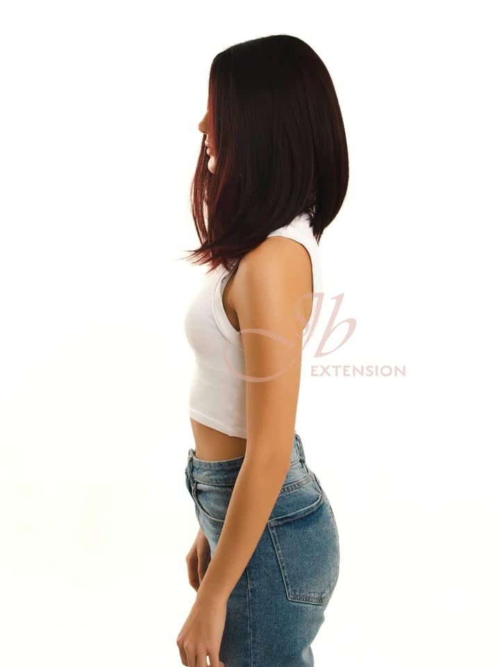 ALEX – Peluca de encaje frontal estilo balayage degradado rojo oscuro para mujer, pelucas sintéticas naturales para uso diario (pelucas de cabello