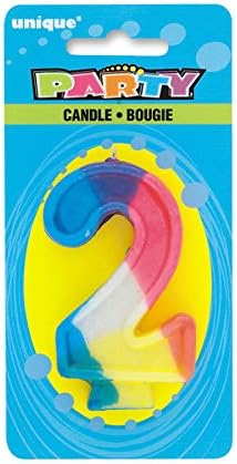 Vela de cumpleaños única y vibrante número “2” arcoíris  2.75 pulgadas (1 unidad)  perfecta para celebraciones memorables de segundo cumpleaños