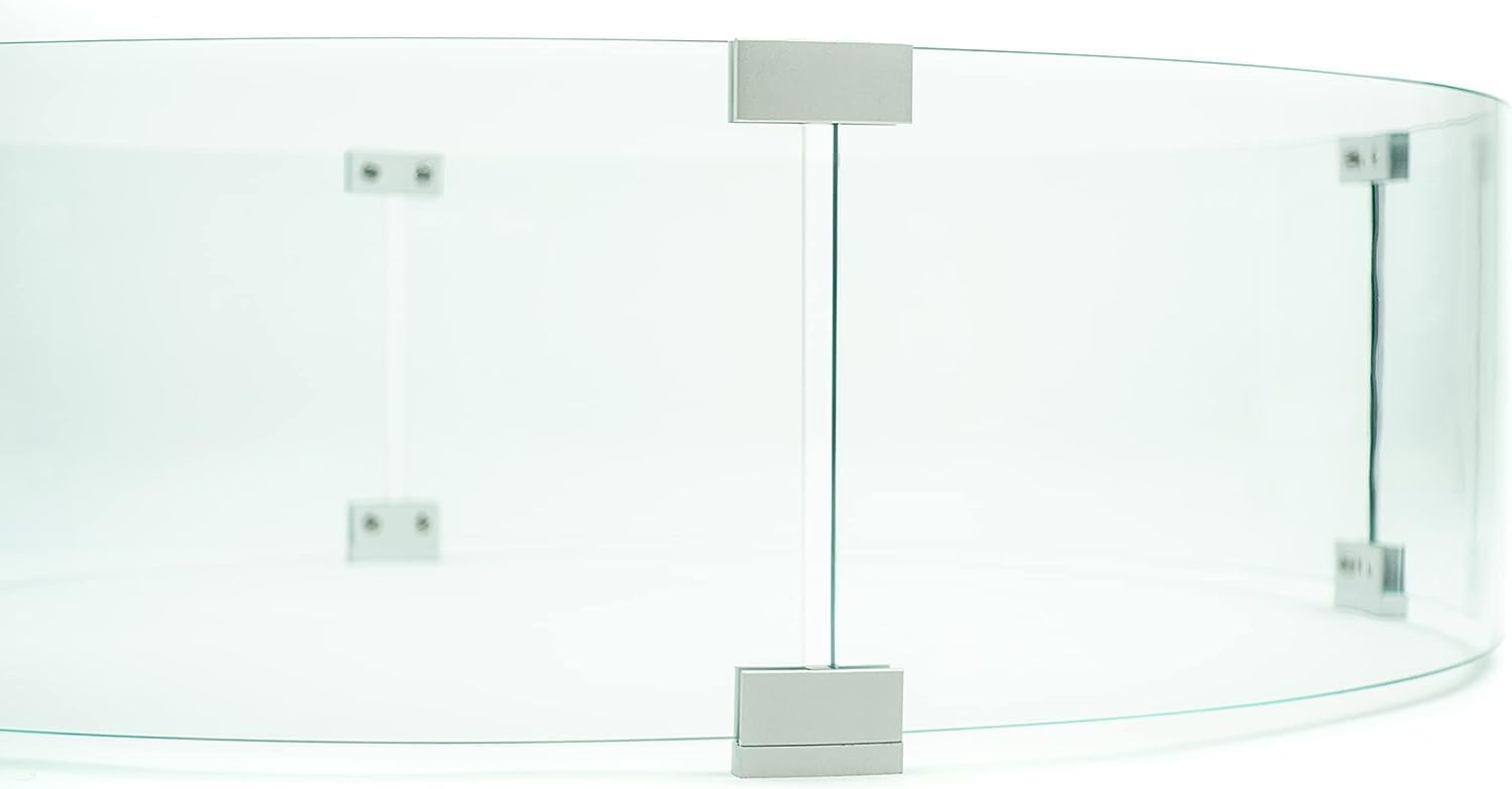 AMS Chimenea de 42 pulgadas, protector de viento de vidrio redondo comercial  Panel protector de llama de vidrio templado transparente. Resistente