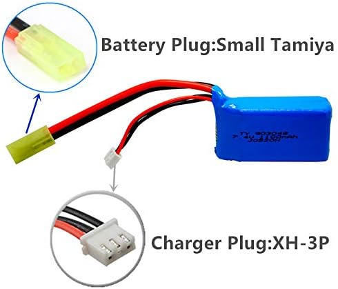 Batería Li-Po de 7.4V 1100mah con pequeño enchufe Tamiya para PXtoys 9300 9301 9301-1 9302 9303 9303-1 118 Escala Rc Car 2 Pack con cargador USB