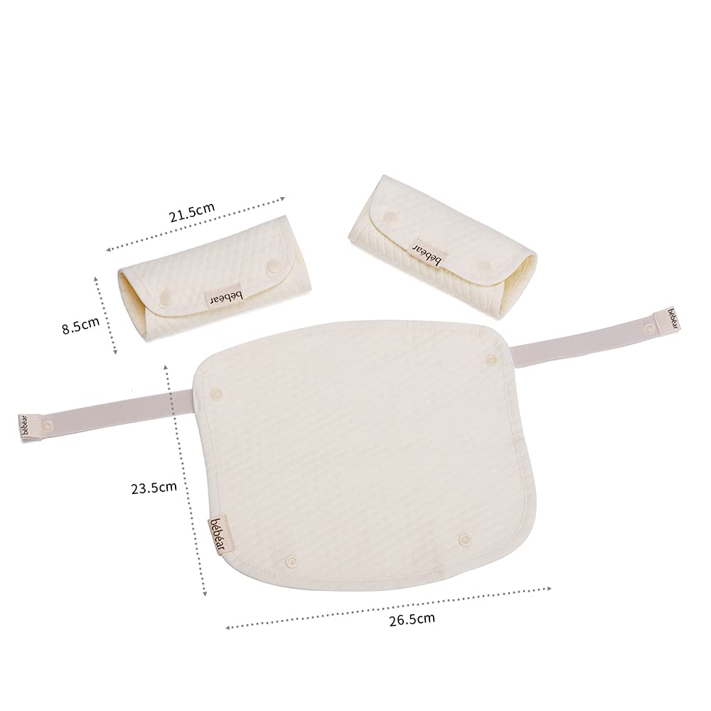 Bebamour Babero reversible de algodón para todas las posiciones de transporte, babero blanco para niños y niñas (elefante)