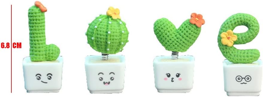 ihreesy Cabezal tembloroso de primavera, 4 piezas de decoración de automóvil de cactus, cabeza agitadora de primavera, creativa, decoración de