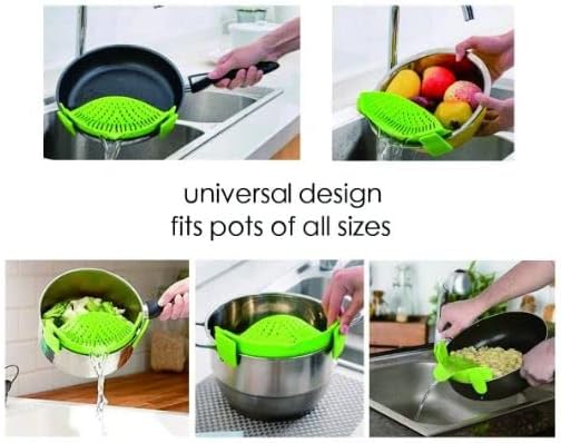 ENDEGOO – Colador de silicona y colador de pasta, colador ajustable de clip negro para ollas, sartenes y cuencos, colador de cocina para frutas y