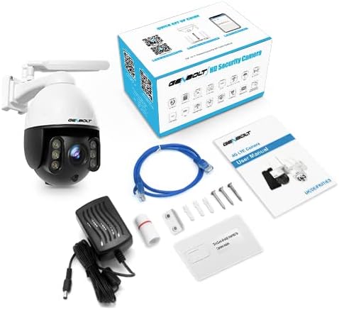 GENBOLT Cámara de seguridad 3G4G LTE PTZ al aire libre 2.5K, zoom óptico 9X PoE CCTV Cámara de vigilancia IP con tarjeta SIM, reflector de 5MP de