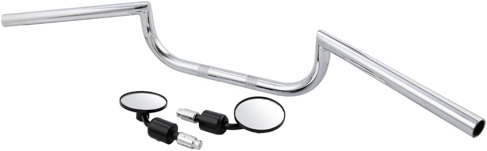 TCT-MOTORPARTS 78 ” Cafe Racer Ace Clubman Style Manillar y Espejos Ajuste Para Cafe Racer Custom Cruiser Honda, Yamaha, Kawasaki Suzuki