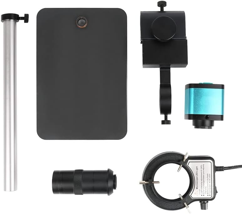 Kit de accesorios para microscopio, cámara de microscopio USB de 48 MP, 130 x ajustable, montura C, microscopio (color lente base BD21)