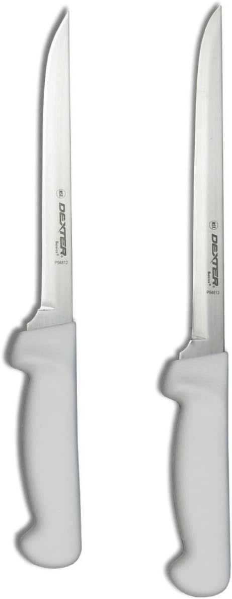 Dexter -Russell – Cuchillo de filete de 7 y 8 pulgadas con mango blanco de polipropileno, cuchillo de deshuesado, cuchillos de filete flexibles para