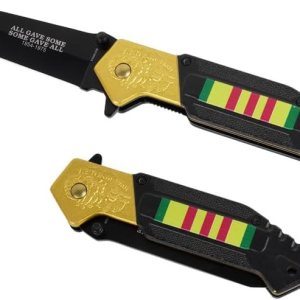 Cuchillo de bolsillo plegable de guerra de Vietnam, cuchillo de bolsillo de acero inoxidable de 4.75 pulgadas de 3.25 pulgadas con “ALL GAVE SOME, Cuchillo de bolsillo plegable de guerra de Vietnam, cuchillo de bolsillo de acero inoxidable de 4.75 pulgadas de 3.25 pulgadas con “ALL GAVE SOME,