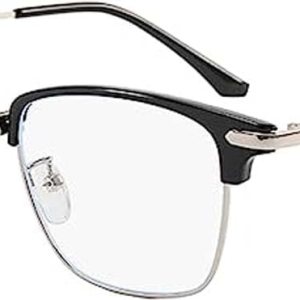 FROBON Gafas de media montura para miope, lentes retro de metal para hombres y mujeres FROBON Gafas de media montura para miope, lentes retro de metal para hombres y mujeres
