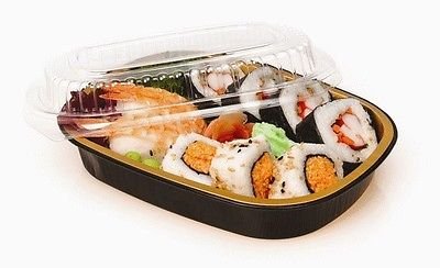 Handi-Foil Sartén oblonga de aluminio para llevar en color negro y dorado de 1 12 lb. con tapa transparente (paquete de 20)