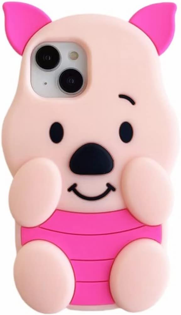 Funda de cerdo de dibujos animados, 3D lindo cerdito de goma de silicona suave, a prueba de golpes, cubierta trasera de gel protectora para niños y