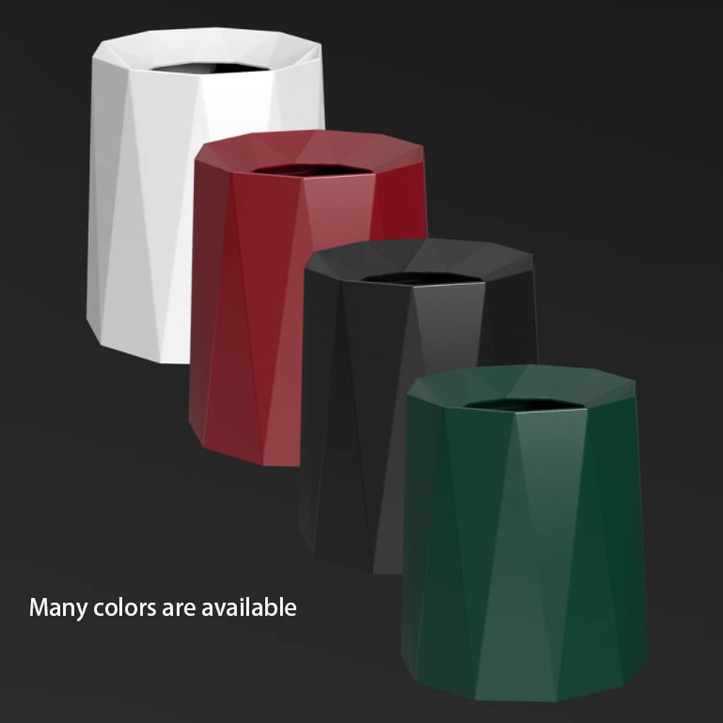 IRYZE Cubo de basura redondo de plástico, papelera, contenedor de basura para baño, dormitorio, cocina, oficina en casa, cubo de basura de 12