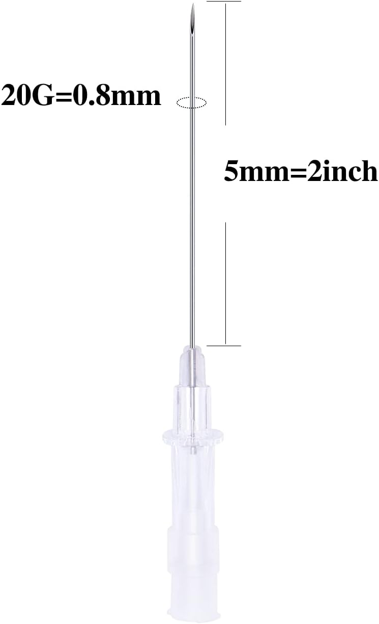 JIESIBAO Agujas de perforación corporal, catéter, agujas de perforación cannuales, 12G, 14G, 16G, 18G, 20G, acero inoxidable, estéril, desechable,