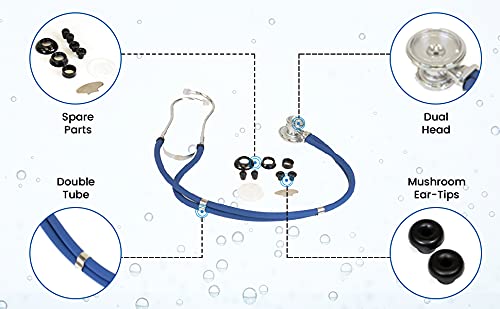 PrimaCare DS-9295-BL – Estetoscopio Sprague Rappaport de 30 pulgadas para médico, enfermera y estudiante de medicina, color azul