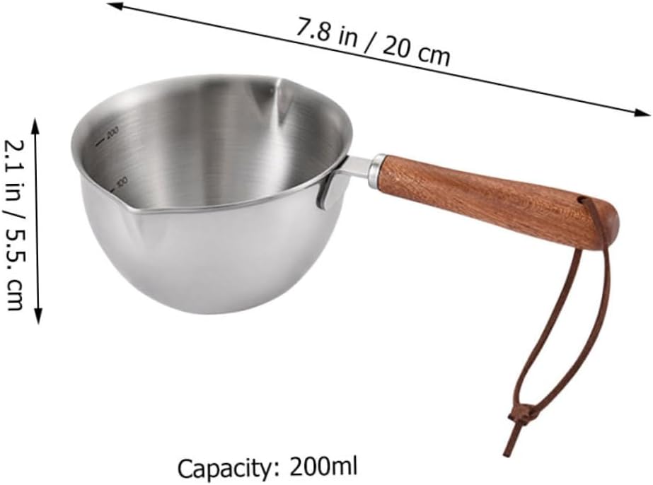 NOLITOY cacerola de salsa de mantequilla olla de acero inoxidable olla de doble pico verter olla de aceite verter aceite pequeño wok con mango