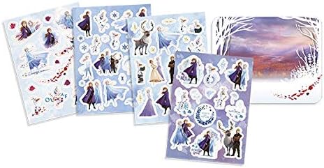 Disney Frozen II – Calcomanías para ventana con más de 70 calcomanías estáticas y una escena de paisaje por Anna & Elsa