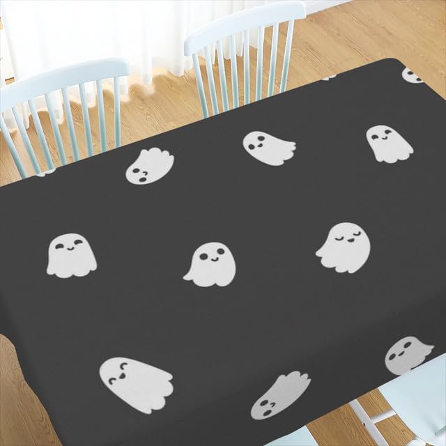 Mantel redondo de 60 x 90 pulgadas, diseño de fantasma, rústico, para decoración del hogar, fiesta, cocina, comedor, picnic, Halloween, decoración