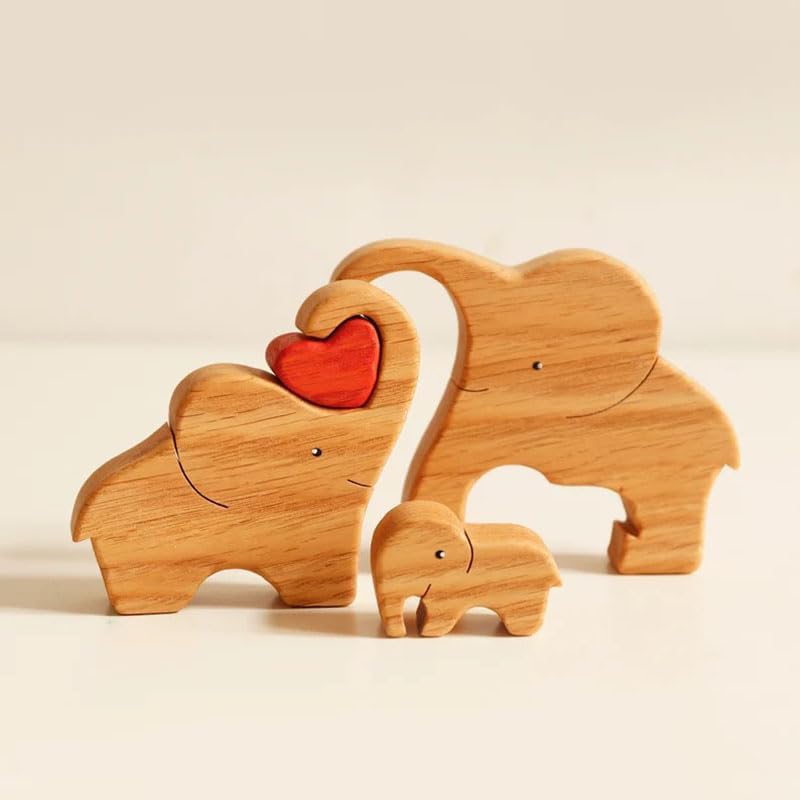 Rompecabezas de madera de elefante personalizable, pieza decorativa de roble para decoración del hogar y miembro reflexivo, 3