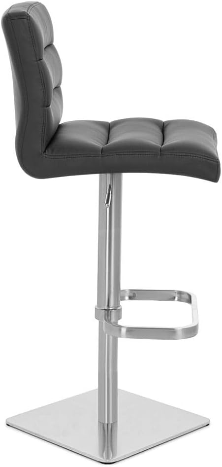 Zuri Muebles Taburete de bar moderno de altura ajustable negro exuberante con base cuadrada cepillada