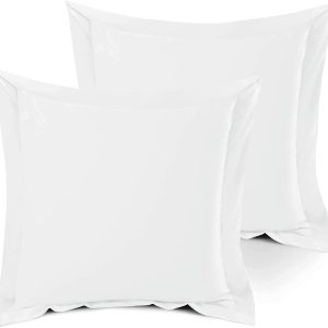 whitecottonworld Juego de 2 fundas de almohada cuadradas europeas de 26 x 26 pulgadas, 600 hilos, tejido satinado de algodón egipcio puro, con whitecottonworld Juego de 2 fundas de almohada cuadradas europeas de 26 x 26 pulgadas, 600 hilos, tejido satinado de algodón egipcio puro, con
