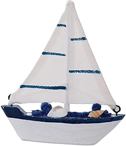 Modelo de barco de madera con temática náutica, mini velero, decoración de pastel de madera para decoración mediterránea de muebles para el hogar,
