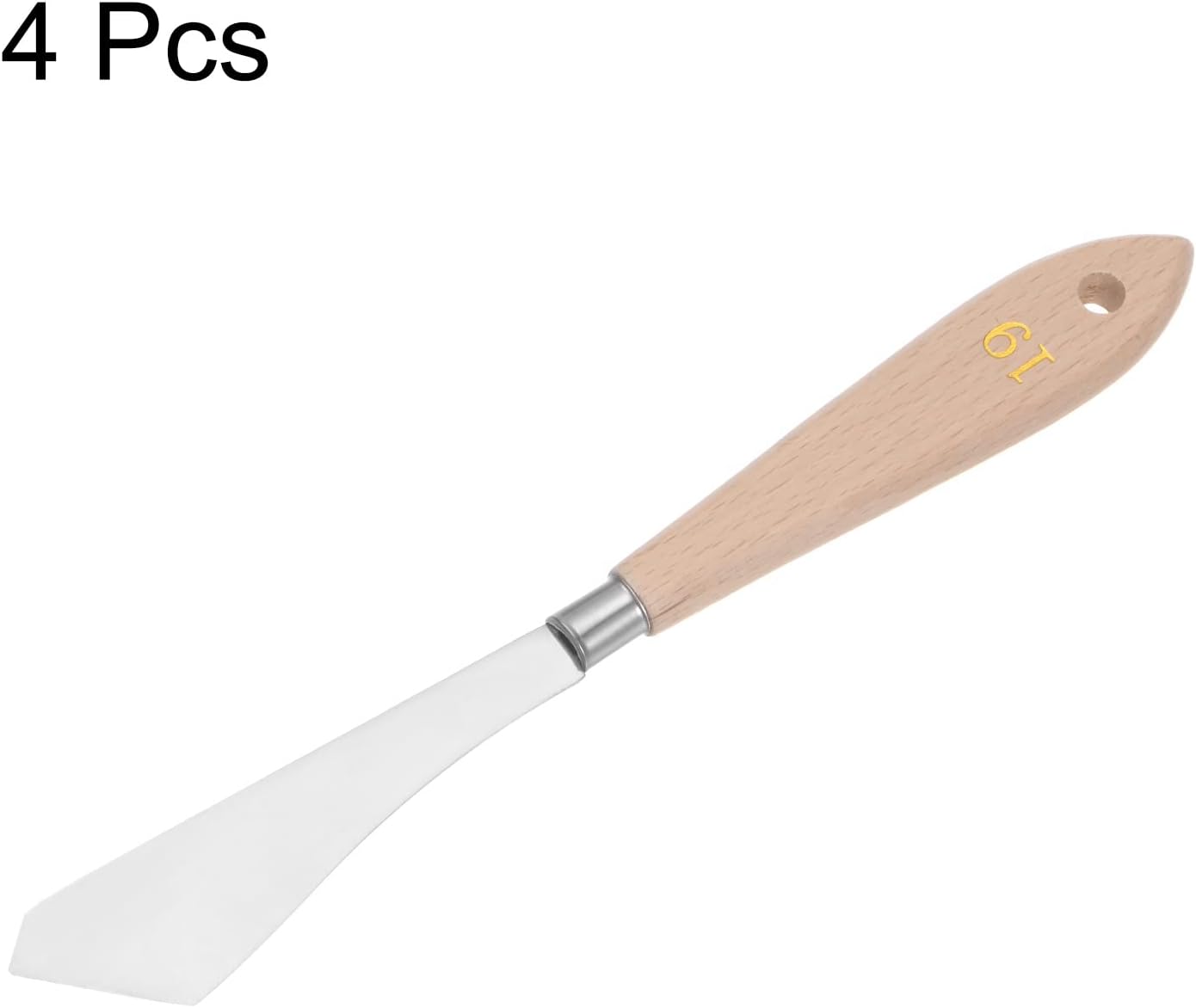 4pcs No.19 Paleta Cuchillos 0.945 in Ancho Acero Inoxidable Pequeña Espátula Inclinada Pintura Cuchillo de Paleta con Mango de Madera para Óleo