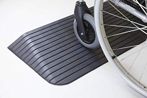 Rampa de umbral de goma sólida de 4 pulgadas para silla de ruedas, scooter y puerta, 1 paquete de 35.5 x 24 x 4