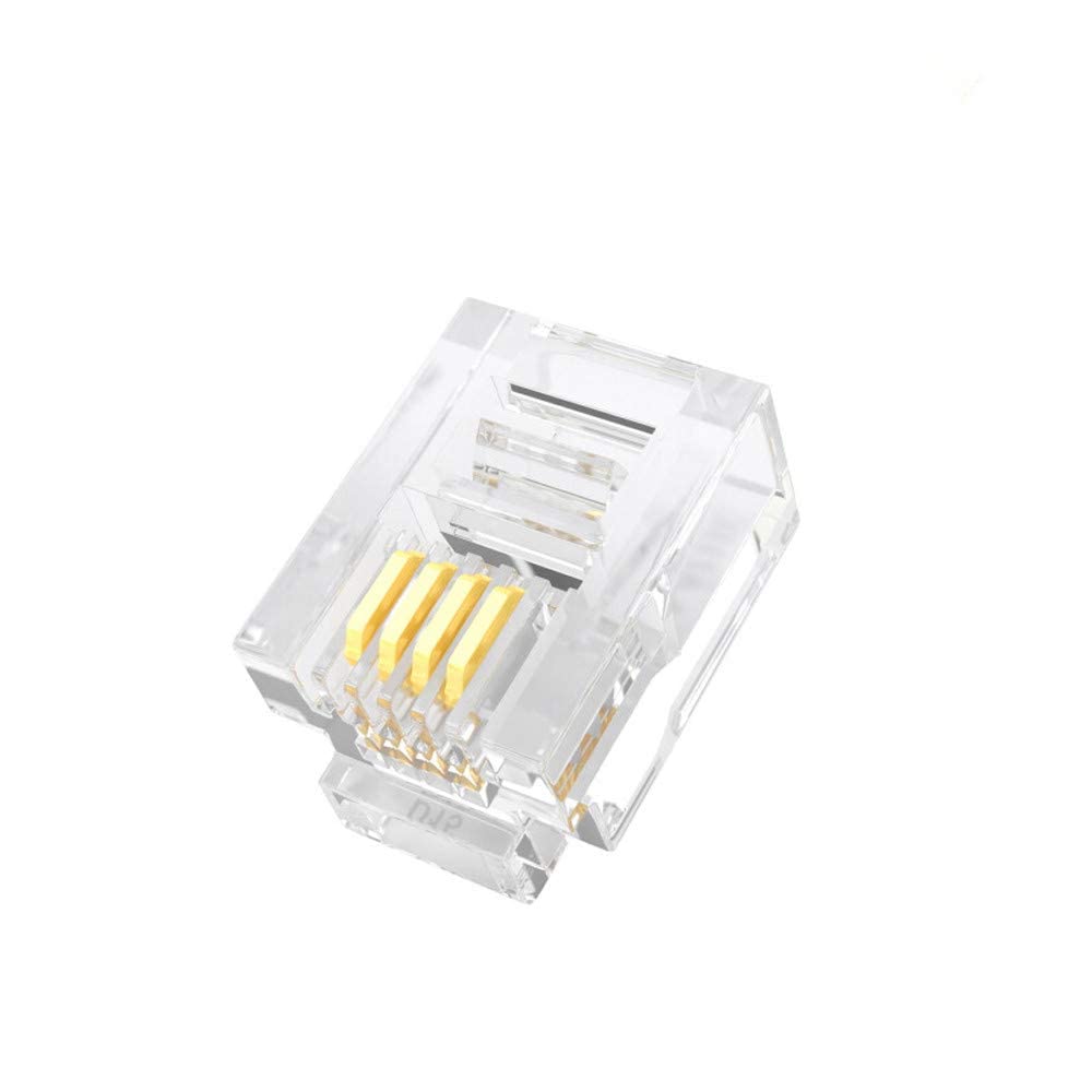 SMITON Paquete de 100 conectores RJ11, conectores modulares de teléfono, conectores macho 6P4C