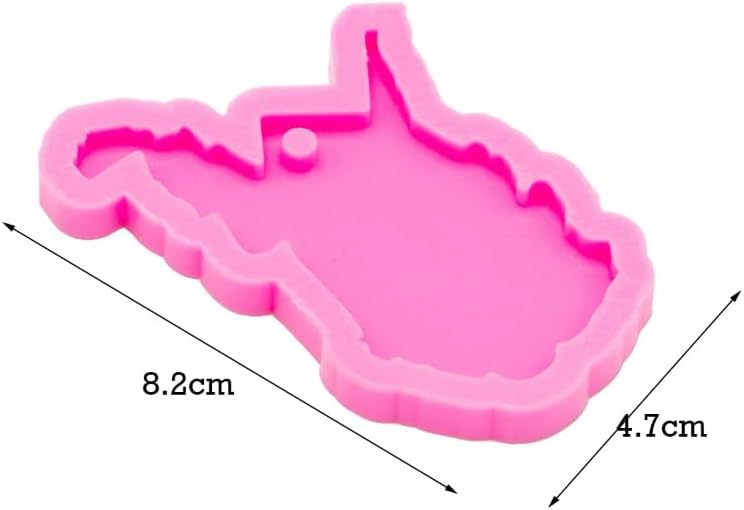 3 piezas brillantes de América West Virginia State Map Llavero molde de silicona con agujero para etiqueta de equipaje DIY, decoración de pasteles,